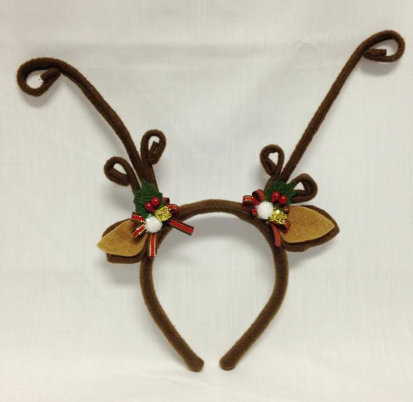 Reindeer Antlers Headband Christmas Bow Brown Rudolph Red Xmas Costume Accessory