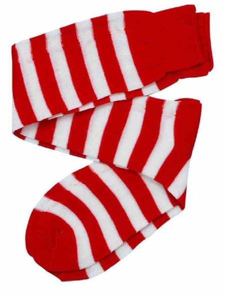 Red White Striped Knee High Socks Adult Elf Halloween Costume Acc. Wheres Waldo