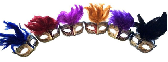 Venetian Style Masquerade Feather Mask Halloween Music Notes Adult Men Women New