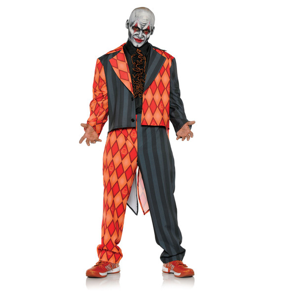 Thriller Evil Killer Clown Argyle Orange Tuxedo Halloween Costume Adult Std-XXL