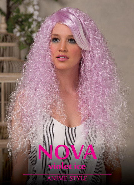 High Quality Blush Nova Violet Ice Long Curly Costume Wig Adult Fantasy Style