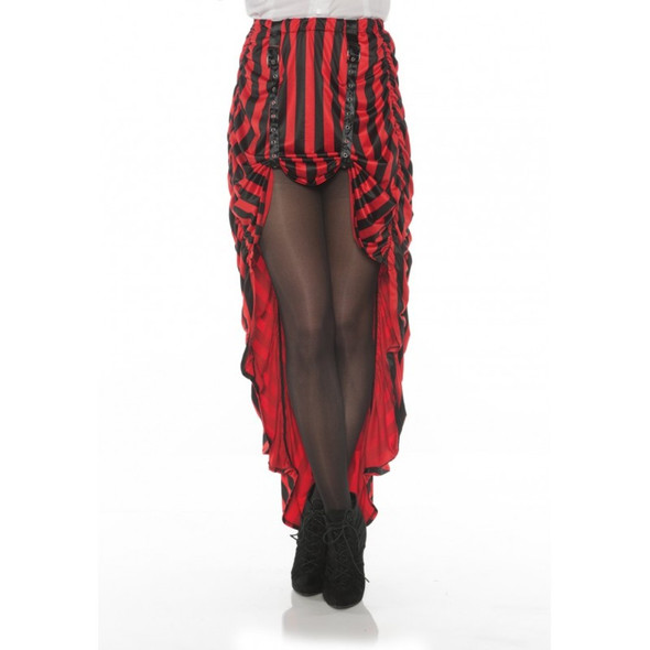 Steampunk Costume Skirt Red N' Black Stripes Pirate Hi-Low Adult Women's XS-XL