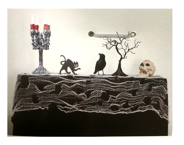 Beige Creepy Gauze Fabric Table Cloth Halloween Decoration 72"x 30" Spooky Decor