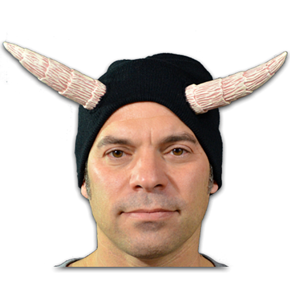 Trick or Treat Studios Black Knitted Beanie Hat Cap w Devil Horns Animal Adult