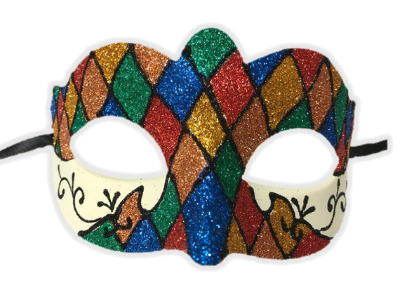 Argyle Glitter Half Mask Mardi Gras Masquerade Costume Accessory Harlequin E