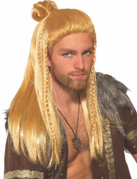 Viking Warrior Wig Long Blonde Norseman Adult Men's Costume Accessory