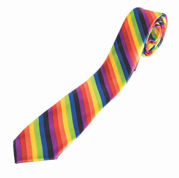 Rainbow Striped Long Neck Tie Zipper Tie Adult Novelty Costume 
