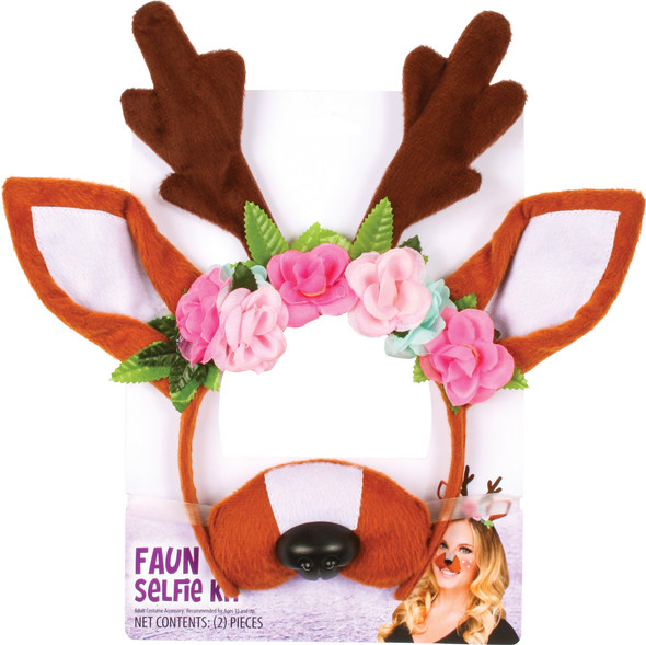 Faun Selfie Kit Reindeer Deer Costume Accessory Photo Booth Prop Flower Wreath