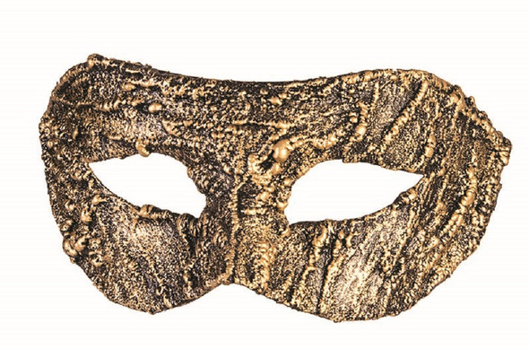 Textured Antique Gold Venetian Eye Mask Adult Masquerade Costume Accessory