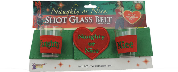 Forum Novelties Women's Naughty Or Nice Shot Glass Belt, Red/Green, One Size