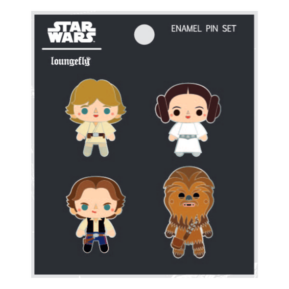 Loungefly Star Wars 4 Enamel Pin Set Licensed Leia Chewie Hans Fashion Accessory
