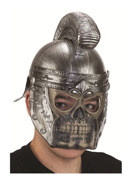 Silver Roman Skull Faced Helmet Gladiator Adult Halloween Party Costume Prop