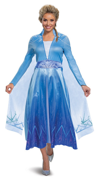 Disney Frozen II Elsa Deluxe Adult Women's Costume Blue Dress Licensed SM-XL