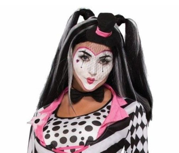 Pink N' White Harlequin Clown Makeup Kit Washable Halloween Costume Accessory