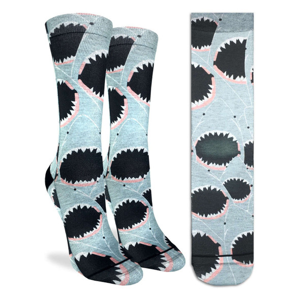 Good Luck Sock Shark Attack Jaws Socks Active Fit Adult Women's Shoe Size 5-9