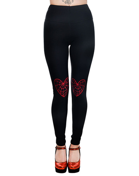 Too Fast Heart Spider Web Leggings Stocking Tattoo Sexy High Waist Vintage Style