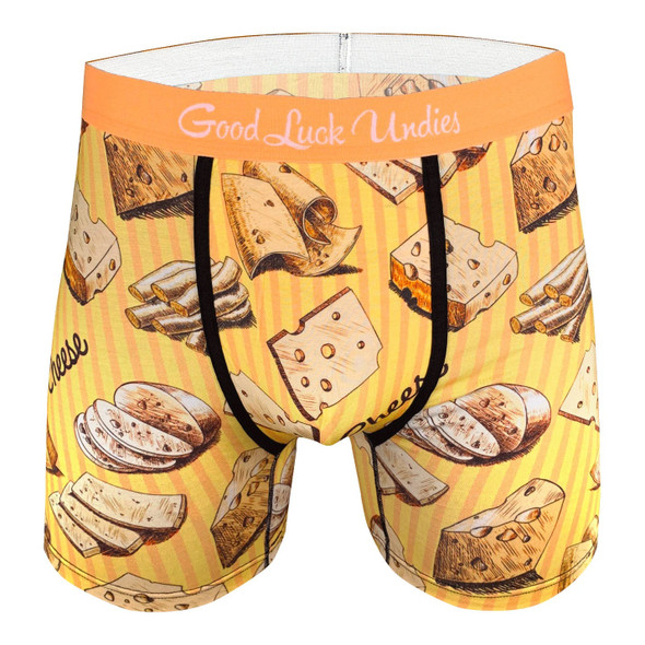 Good Luck Undies Cheese Boxer Brief Food Underwear No Chafe Anti Roll Band LG