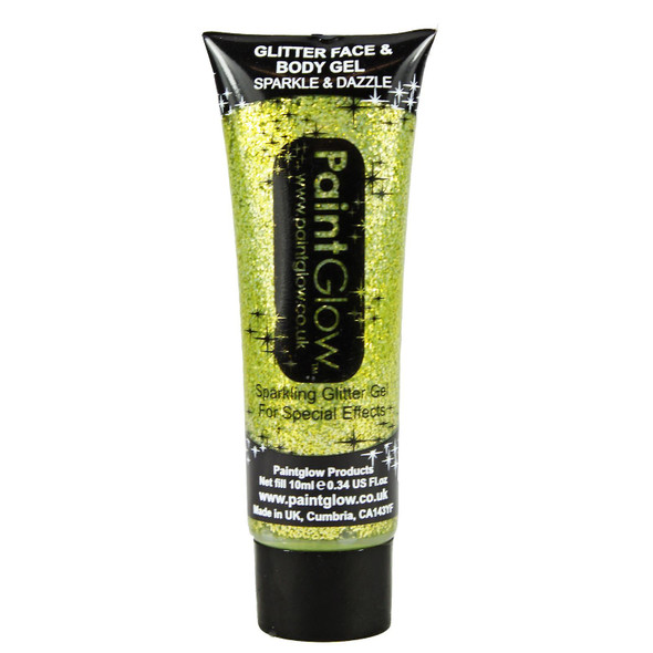 Paint Glow Gold Glitter Face & Body Gel Sparkle Festival Fairy 10ml Tube