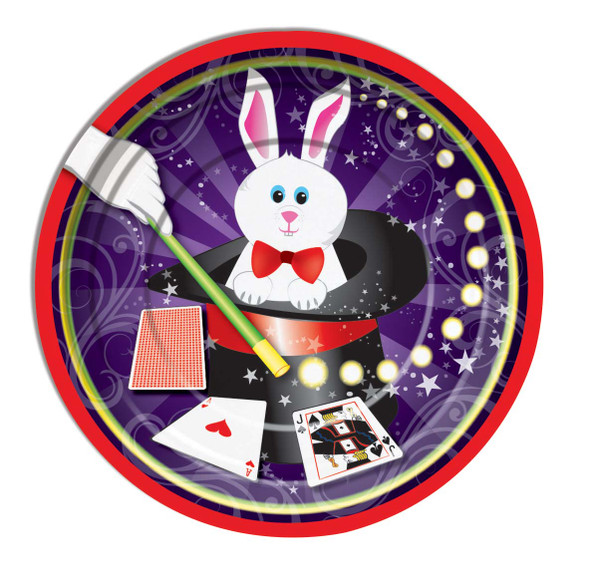 Magic Rabbit Show Magician 9" Paper Plate Birthday Party Decor Tableware 8pcs/pk