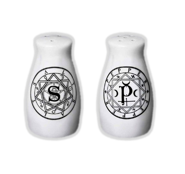 Alchemy of England Sacred Geometry Salt and Pepper Shakers Set Ceramic Halloween