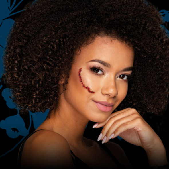 Tinsley Transfers 3D Bloody Stitched Up Scar FX Prosthetics Halloween Makeup