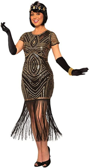 Women's Art Deco Flapper Fringe Costume Fancy Dress Roaring 20's X-Small / Small