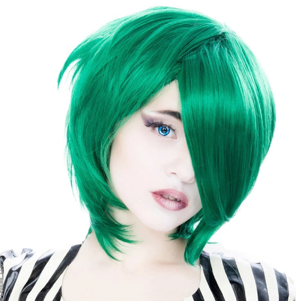 Rockstar Wigs Boy Cut Long Emerald Jade Green Anime Cosplay Adult Character Wig