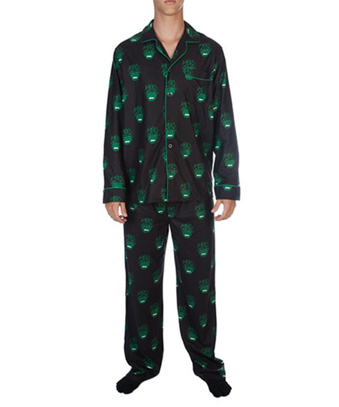 Marvel The Hulk Smash Pajama Set All-Over Print Adult Flannel PJ Sleepwear SMALL