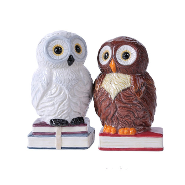 Book Owls Salt and Pepper Shakers Magnetic Ceramic Kitchen Set Hedwig They Kiss