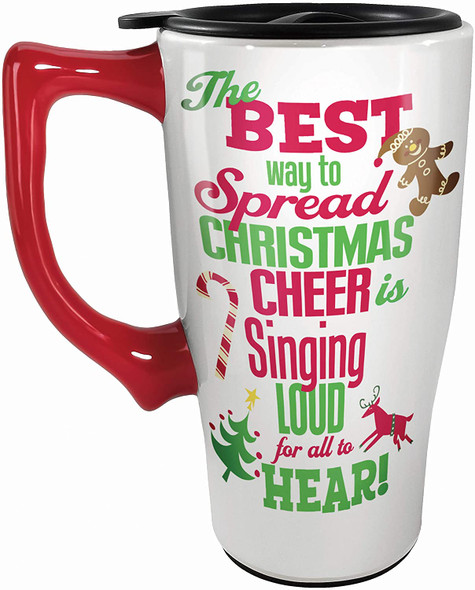 Spoontiques Christmas Cheer Buddy The Elf Will Ferrell Ceramic Travel Mug 18 Oz