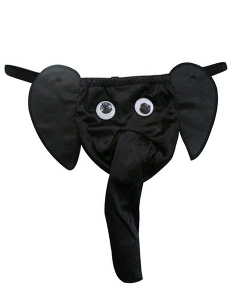 Elegant Moments Men's Sexy  Black Elephant Animal Peanut Pouch Thong Underwear