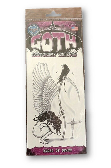 Tinsley Transfers Angel Of Death Goth Temporary Tattoo Halloween FX Makeup
