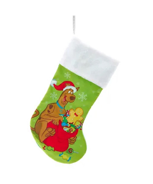 Scooby Doo Green Satin Holiday Christmas Stocking with Plush Trim