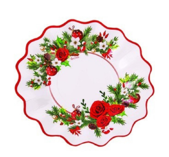 Merry Christmas Festive Expressions 8" Dessert Plates Holiday Tableware 8pc/pk