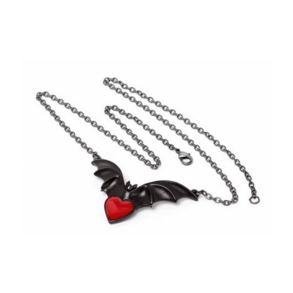 Alchemy of England Sombre Desir Red Heart Bat Pendant Necklace Gothic Jewelry