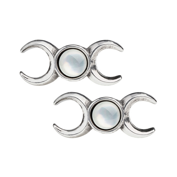 Alchemy of England Pearl Triple Goddess Pewter Gothic Style Stud Earrings