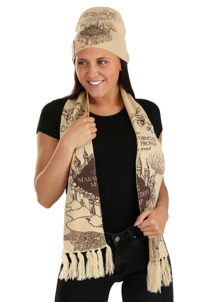 Harry Potter Marauders Map Knit Hat & Scarf Gift Set