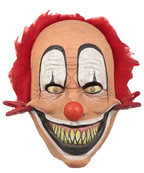 Tweezer Clothespin Clown Latex Mask Halloween Costume Accessory Horror Red Hair