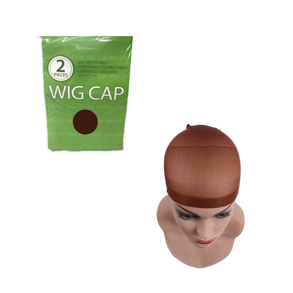 West Bay Dark Brown Wig Cap Stetchable Nylon Stocking Adult Women 2 Pack