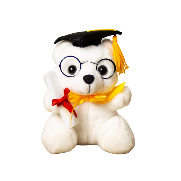 White 6" Graduation Bear Soft Plush Bear Stuffed Animal