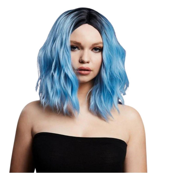 Fever Collection Cara Wavy Long Bob Centre Parting Baby Blue Wig Heat Styleable