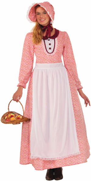 Womens Pioneer Adult Costume Prairie Amish Dress Bonnet Apron Colonial Pilgrim
