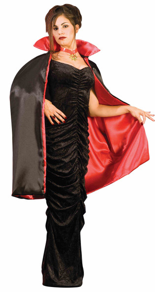 Deluxe 45" Reversible Taffeta Short Cape Red Black Vampire Dracula Adult Costume