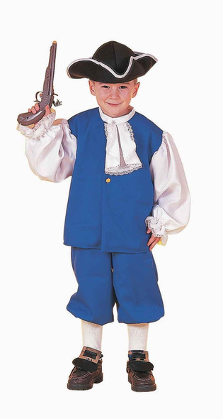 Colonial Boy Costume Ben Franklin Pioneer Child X-Large 16-18 Vest Knickers Blue