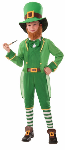 Lil Leprechaun Child Costume Jacket St Patricks Day Hat Vest Green Medium 8-10