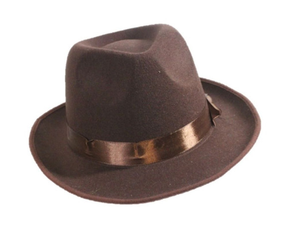 Brown Fedora Steampunk Hat Adult Men Costume Accessory Swinger Pimp Gangster New