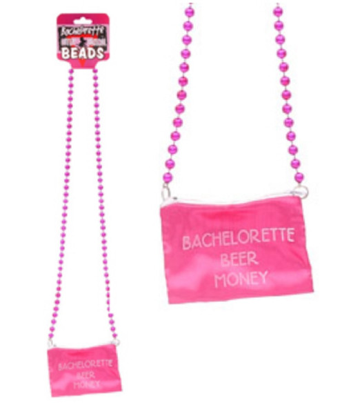 Bachelorette Beer Money Pouch Beaded Necklace Beads Hens Night Out Drinking Game