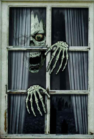 Fake Window Grim Reaper Spooky Window Decor Halloween Party Decoration 47"