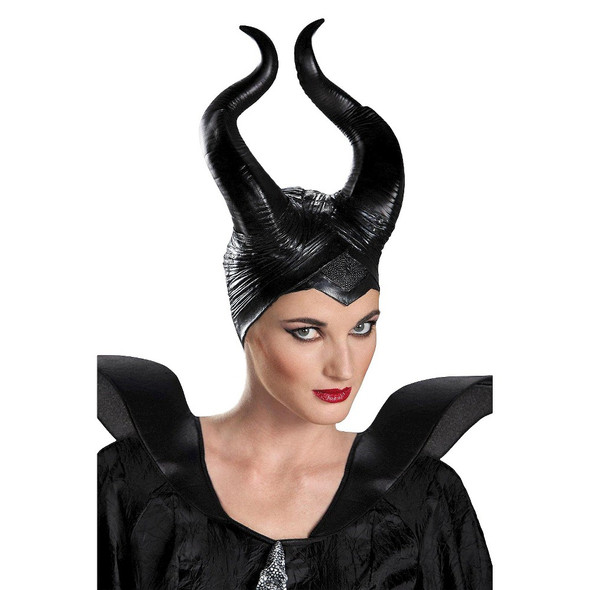 Deluxe Disney Maleficent Costume Headpiece Evil Queen Hat Women Black Horns