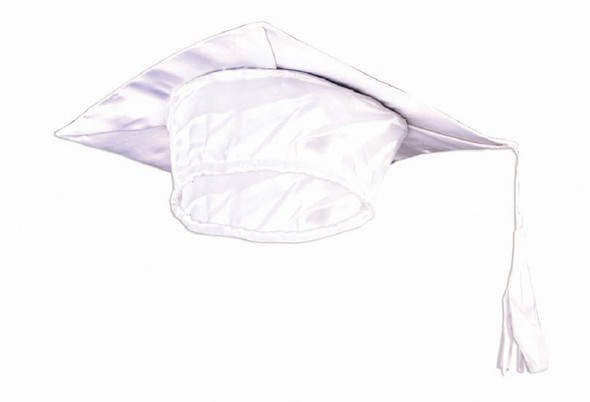 White Graduation Cap Satin Grad Hat Adult Size Accessory 1/PK